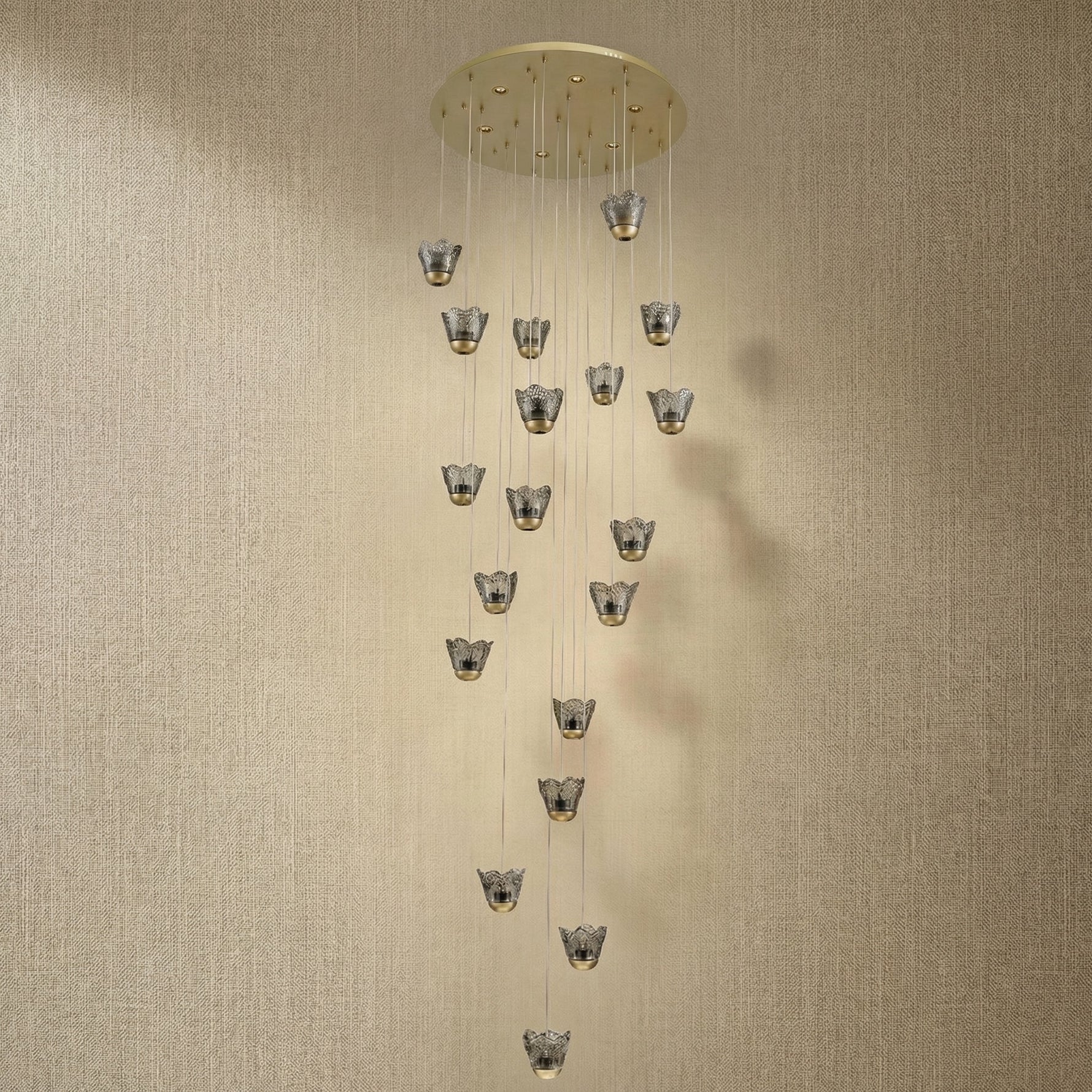 Yiosi Flowers Cascading Glass Pendant Light - dark