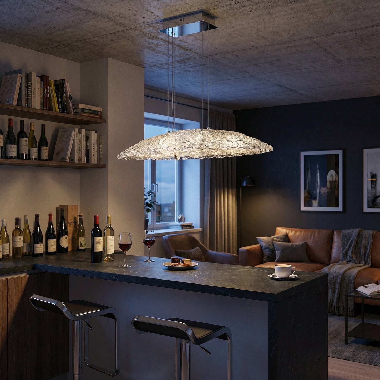 Yiosi Glitter Glass Pendant Light 35" - scene-3