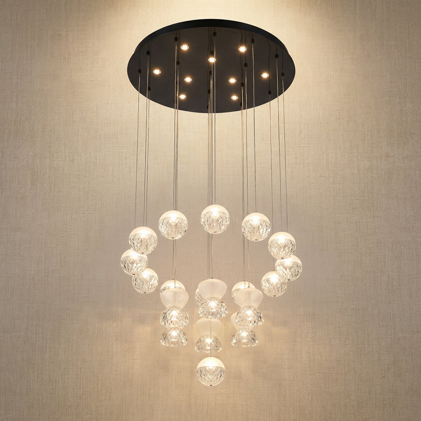 Yiosi Glorious Grand Frosted Crystal Pendant Light - 31" (Dia 800mm)