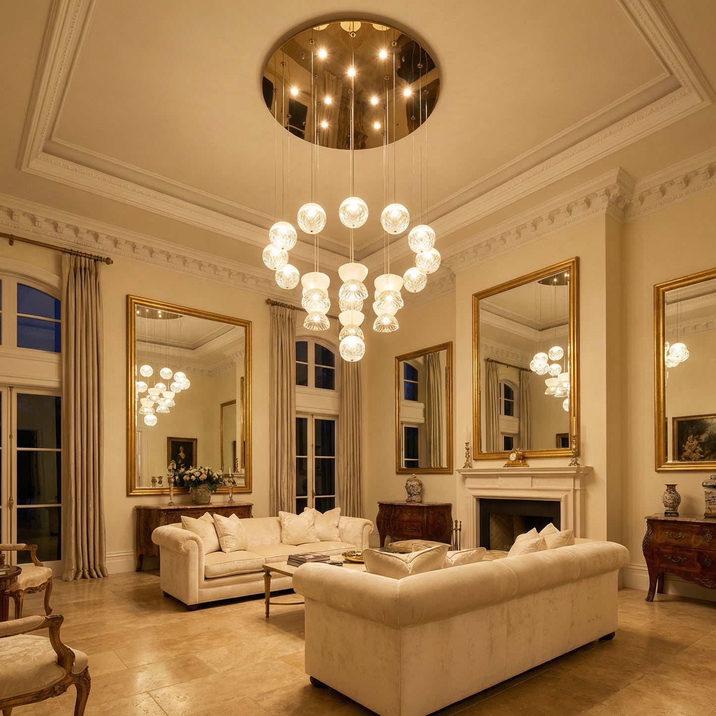 Yiosi Glorious Grand Frosted Crystal Pendant Light - scene-1