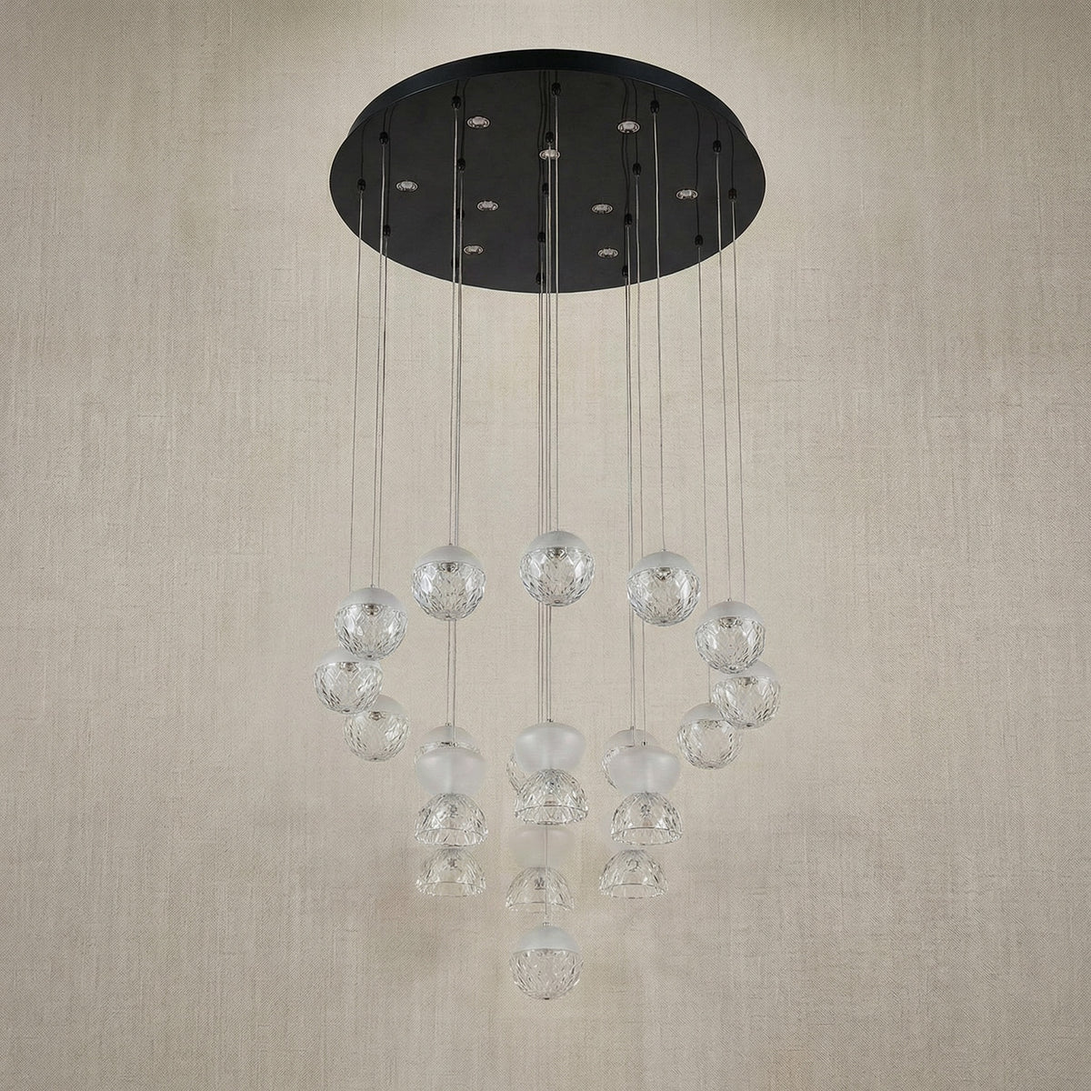Yiosi Glorious Grand Frosted Crystal Pendant Light - dark