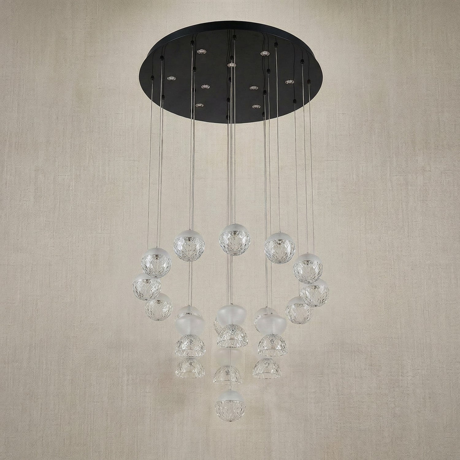 Yiosi Glorious Grand Frosted Crystal Pendant Light - dark