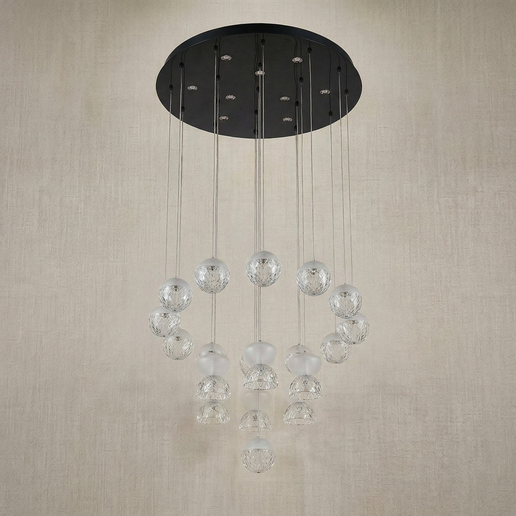 Yiosi Glorious Grand Frosted Crystal Pendant Light - dark