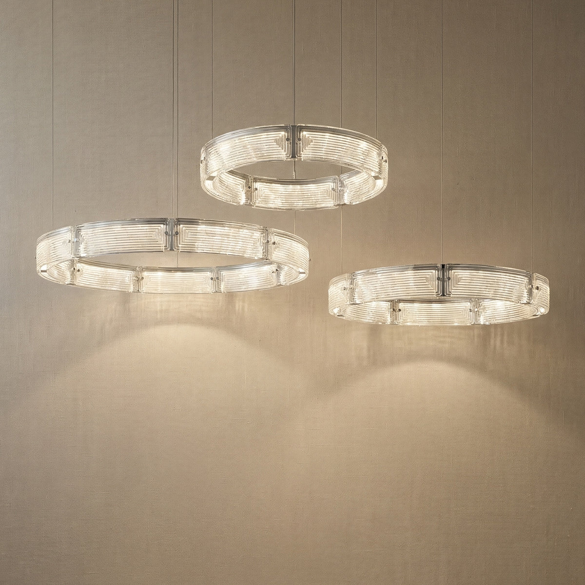 Yiosi Halo 3-Tier Nested Glass Pendant Light - 39" (Dia 1000mm)