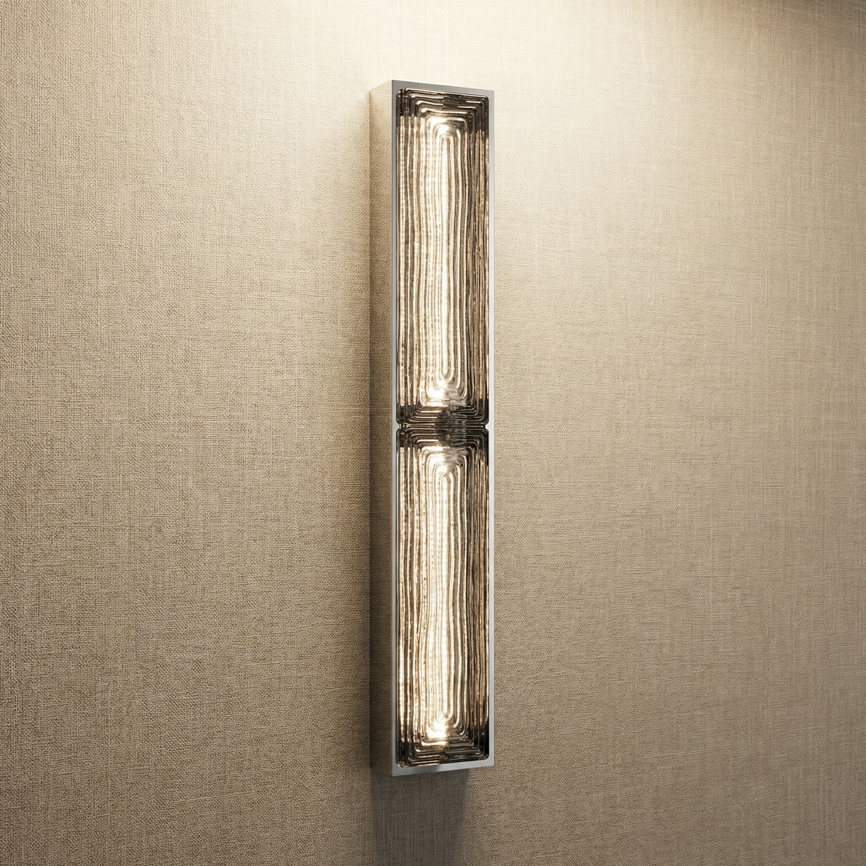 Yiosi Halo Double Glass Wall Sconce - Chrome + smoky glass