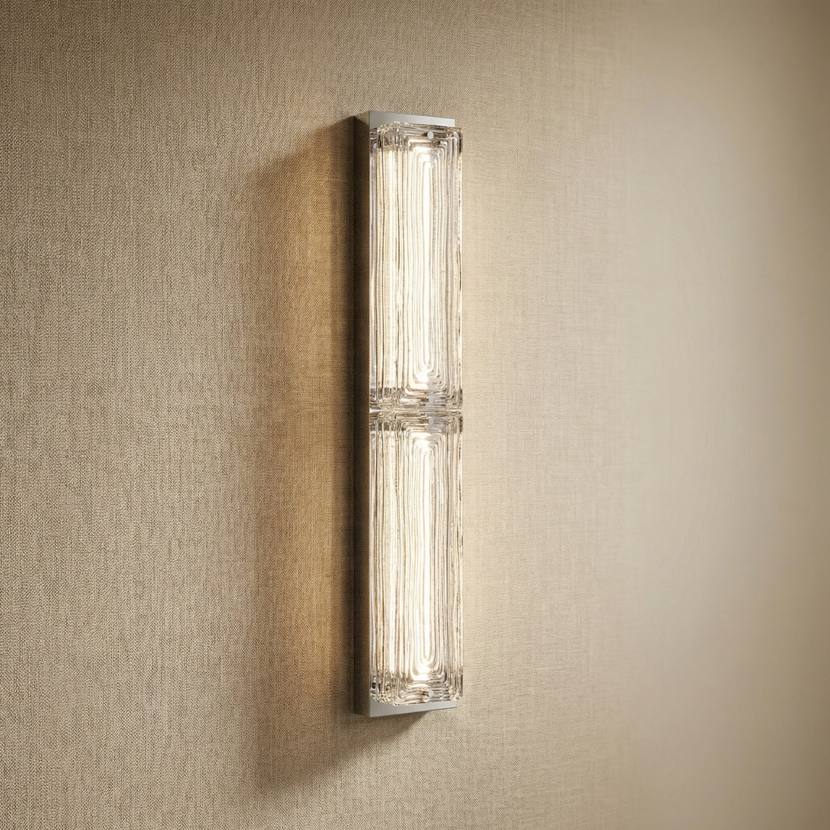 Yiosi Halo Double Glass Wall Sconce - Chrome + clear glass