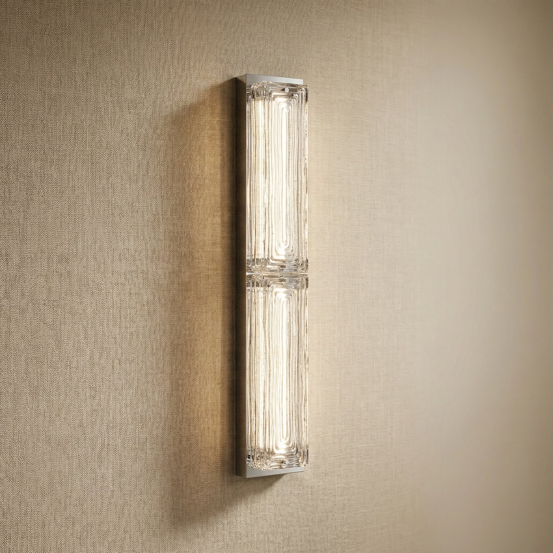 Yiosi Halo Double Glass Wall Sconce - Chrome + clear glass