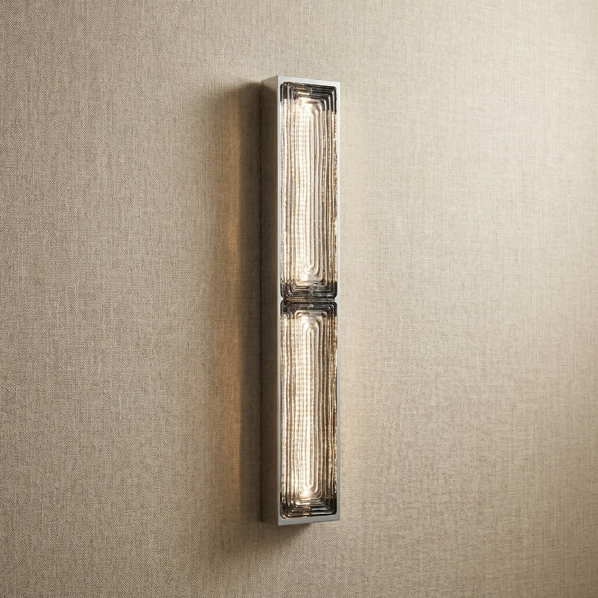 Yiosi Halo Mini Glass Wall Sconce - Chrome + smoky glass