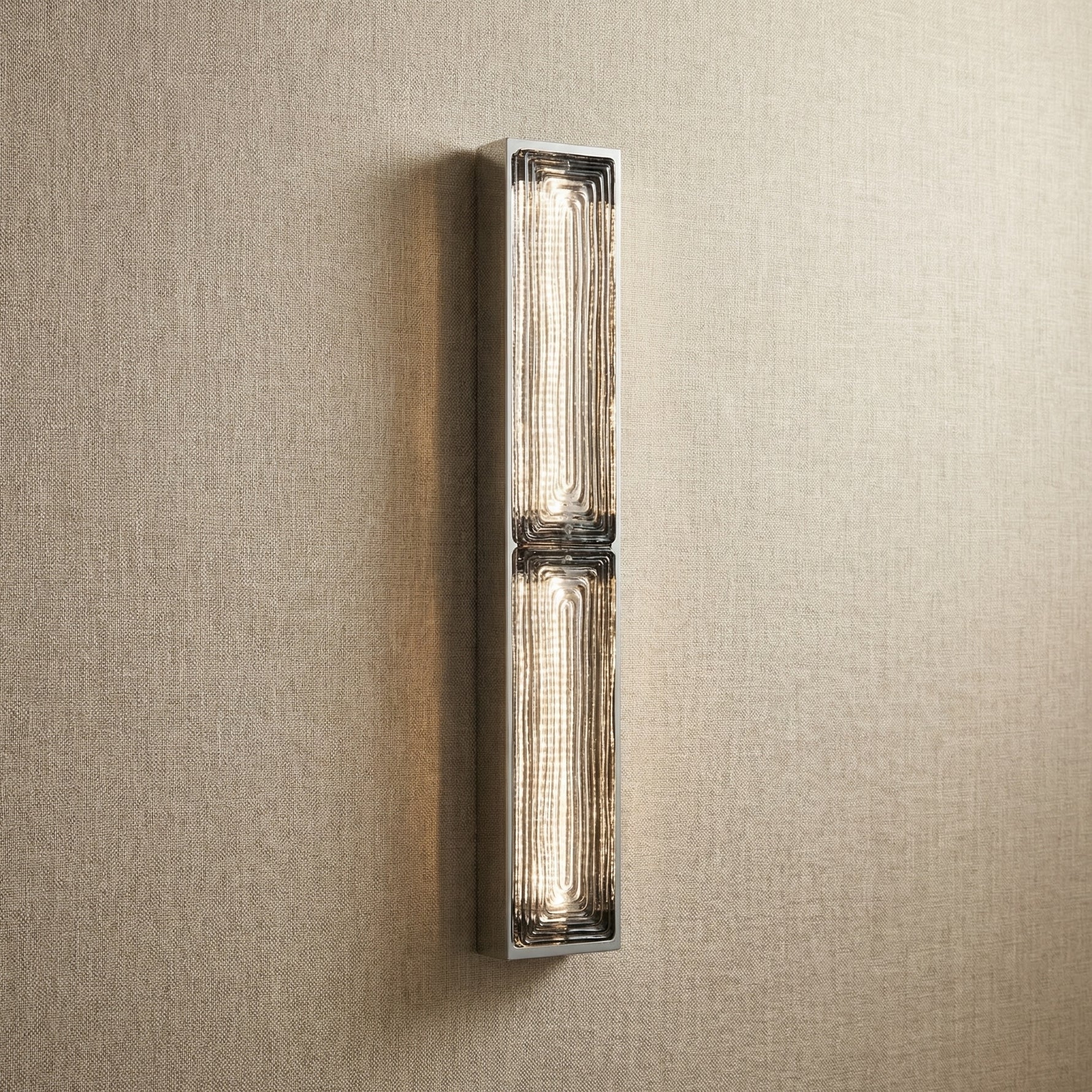 Yiosi Halo Mini Glass Wall Sconce - Chrome + smoky glass