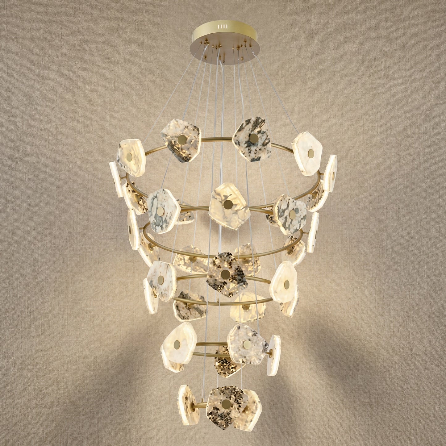 Yiosi High Luxury Cascading Multi-Tier Natural Stone Pendant Light - 47" (Dia 1200mm)