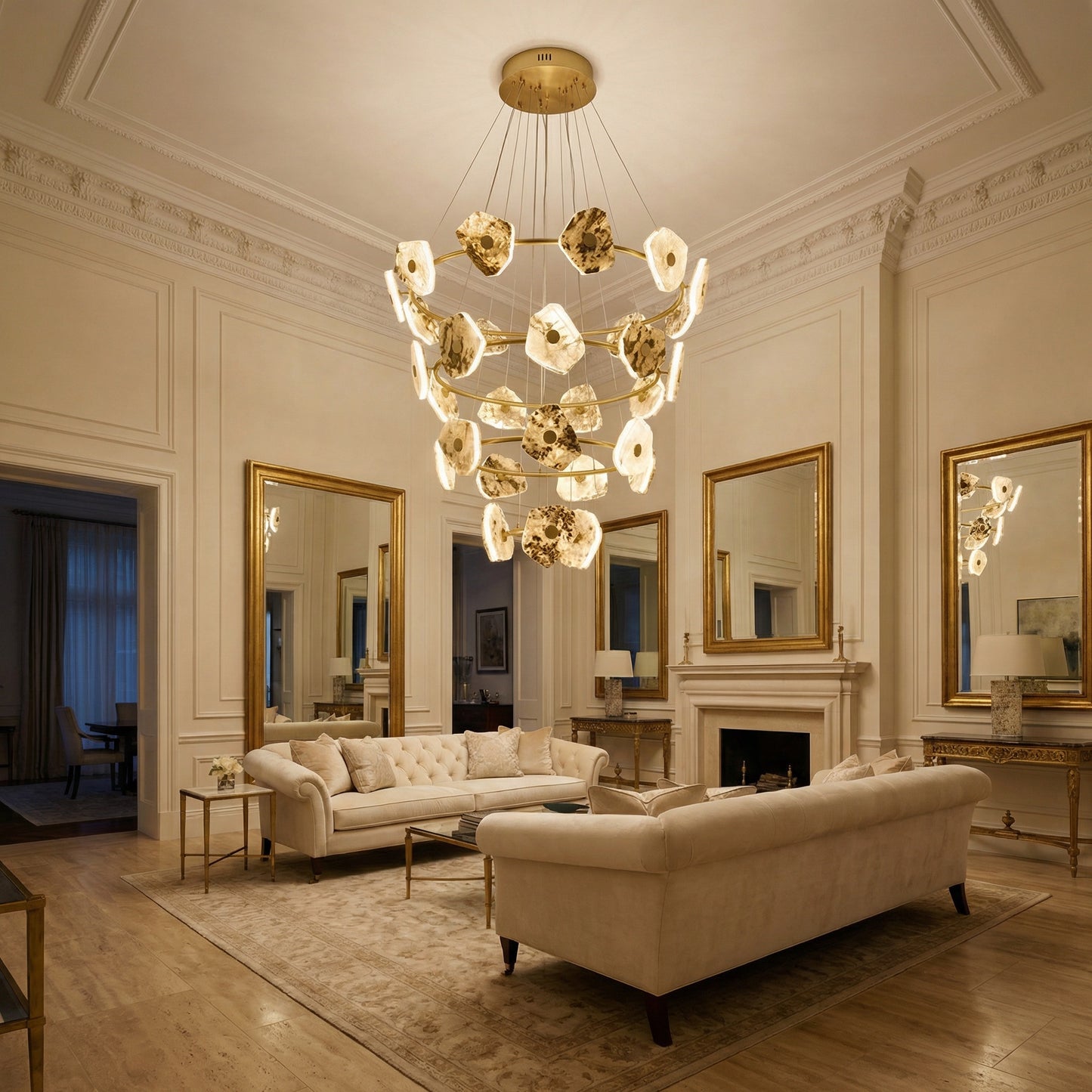 Yiosi High Luxury Cascading Multi-Tier Natural Stone Pendant Light - scene-1