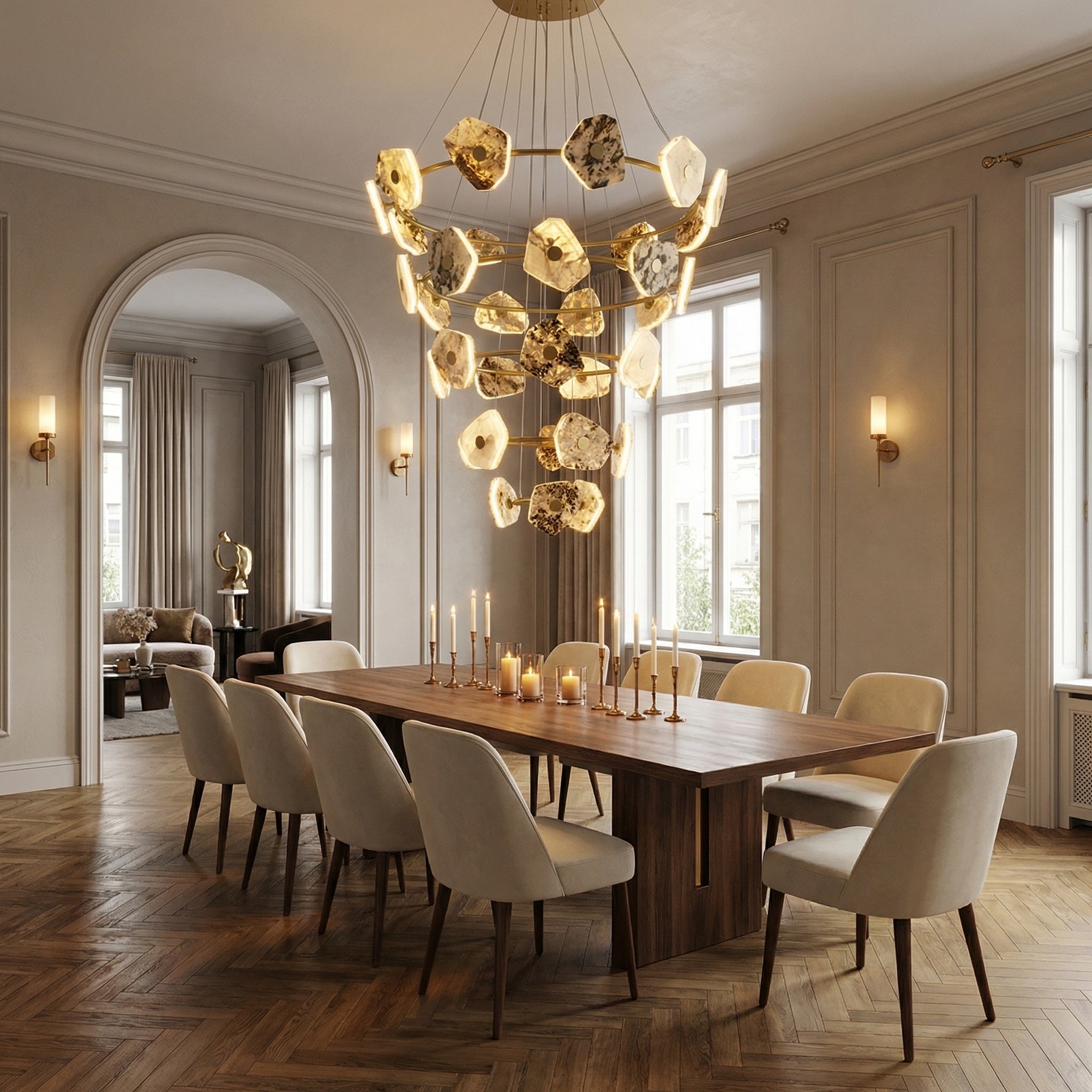 Yiosi High Luxury Cascading Multi-Tier Natural Stone Pendant Light - scene-2
