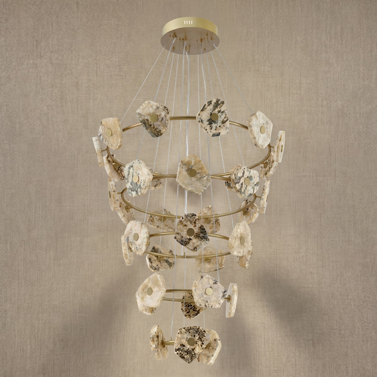 Yiosi High Luxury Cascading Multi-Tier Natural Stone Pendant Light - dark