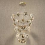 Yiosi High Luxury Cascading Multi-Tier Natural Stone Pendant Light - dark