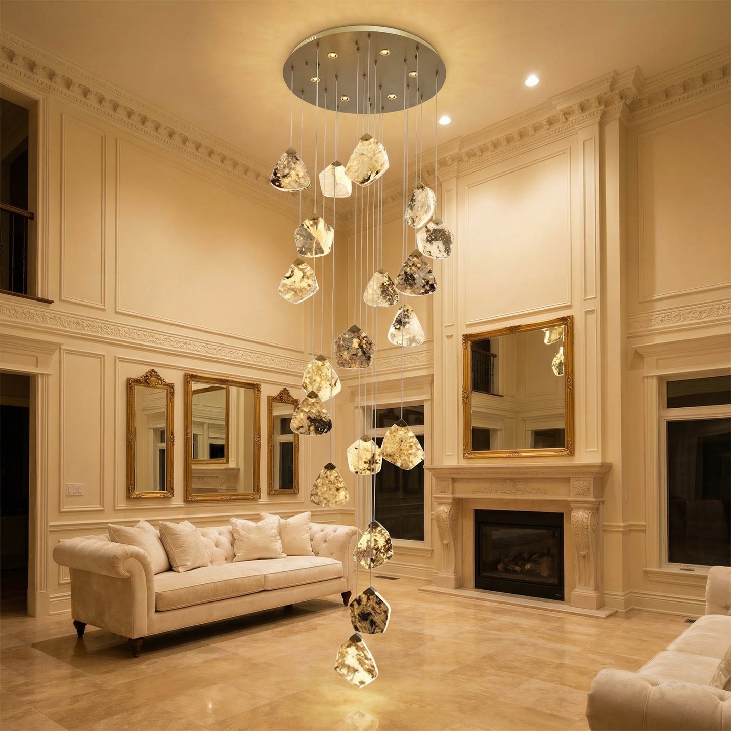 Yiosi High Luxury Cascading Natural Stone Pendant Light - scene-1