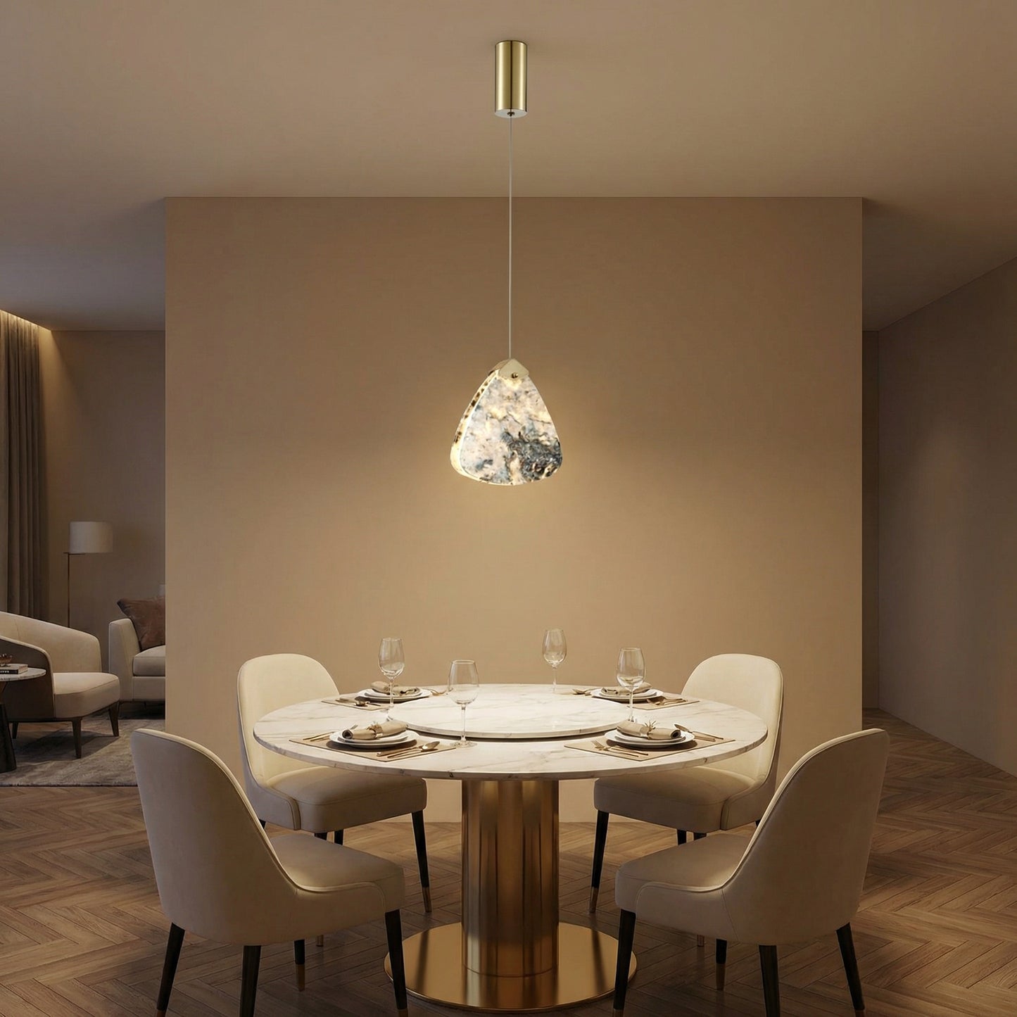 Yiosi High Luxury Mini Natural Stone Pendant Light Style A - scene-1