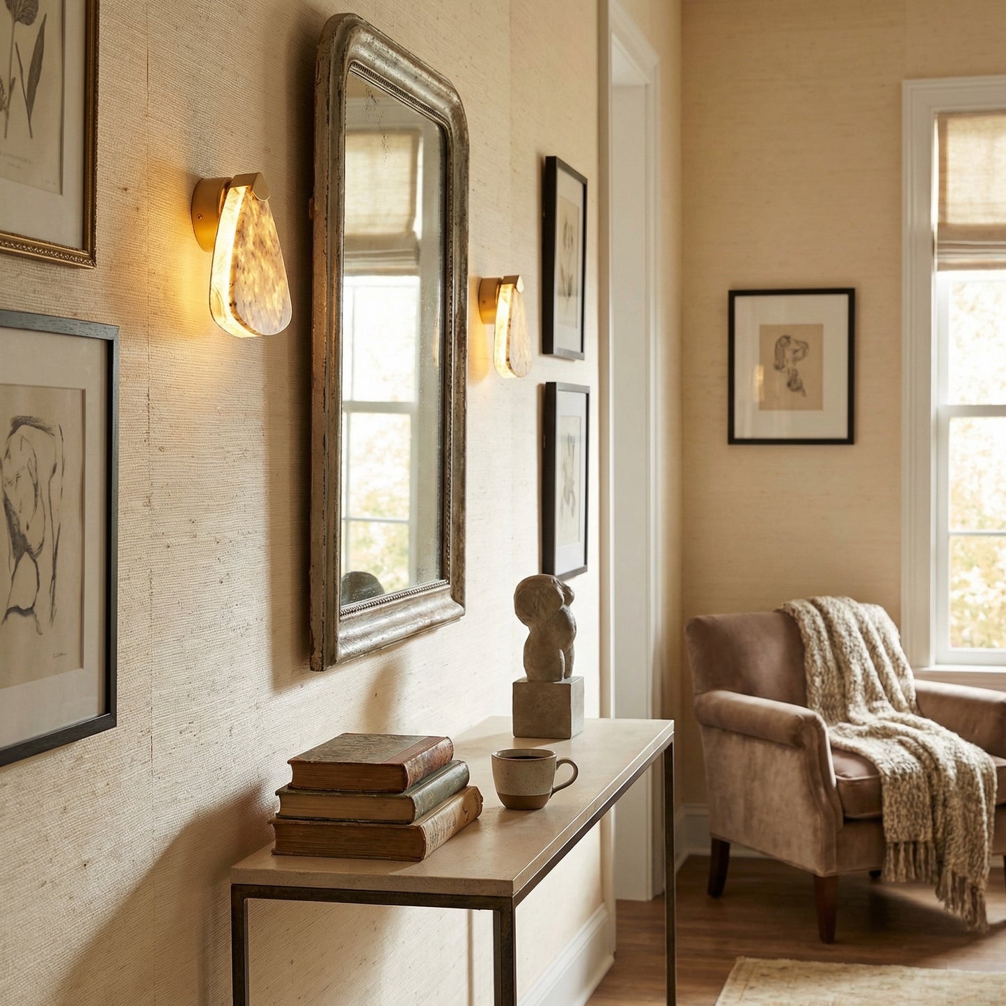 Yiosi High Luxury Mini Natural Stone Wall Sconce 7" Style A - scene-3