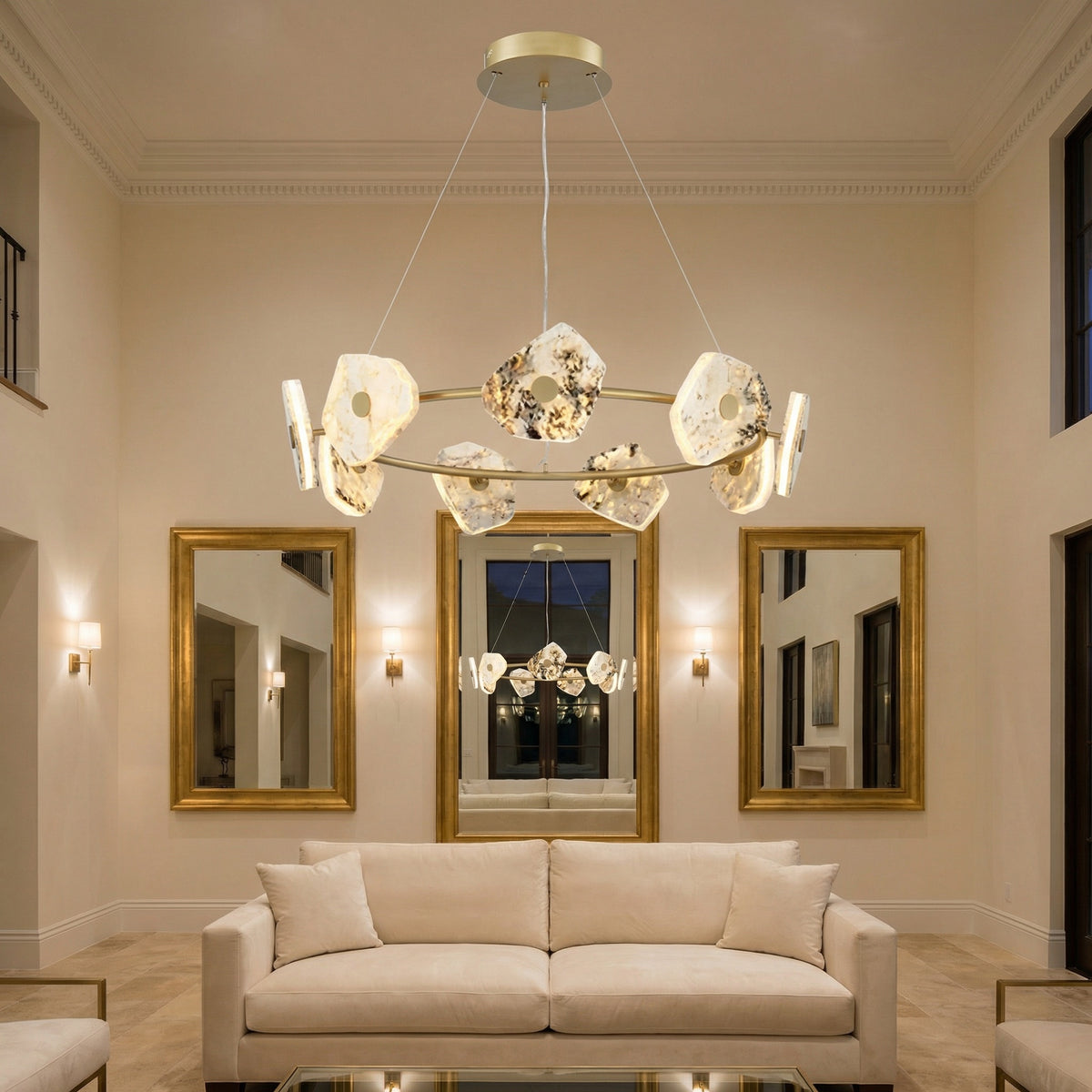 Yiosi High Luxury Natural Stone Pendant Light 39" - scene-1