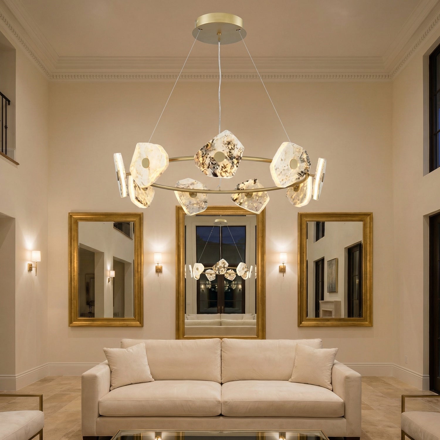Yiosi High Luxury Natural Stone Pendant Light 39" - scene-1