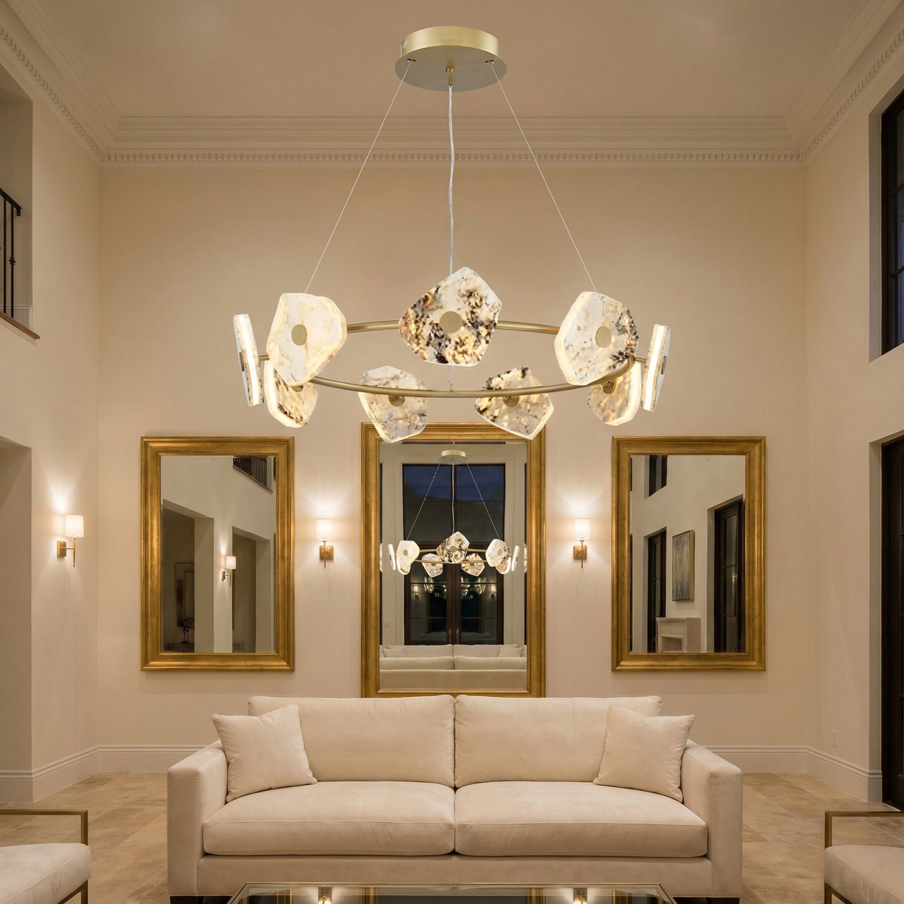 Yiosi High Luxury Natural Stone Pendant Light 39" - scene-1