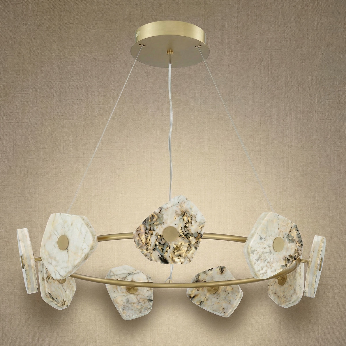 Yiosi High Luxury Natural Stone Pendant Light 39" - dark