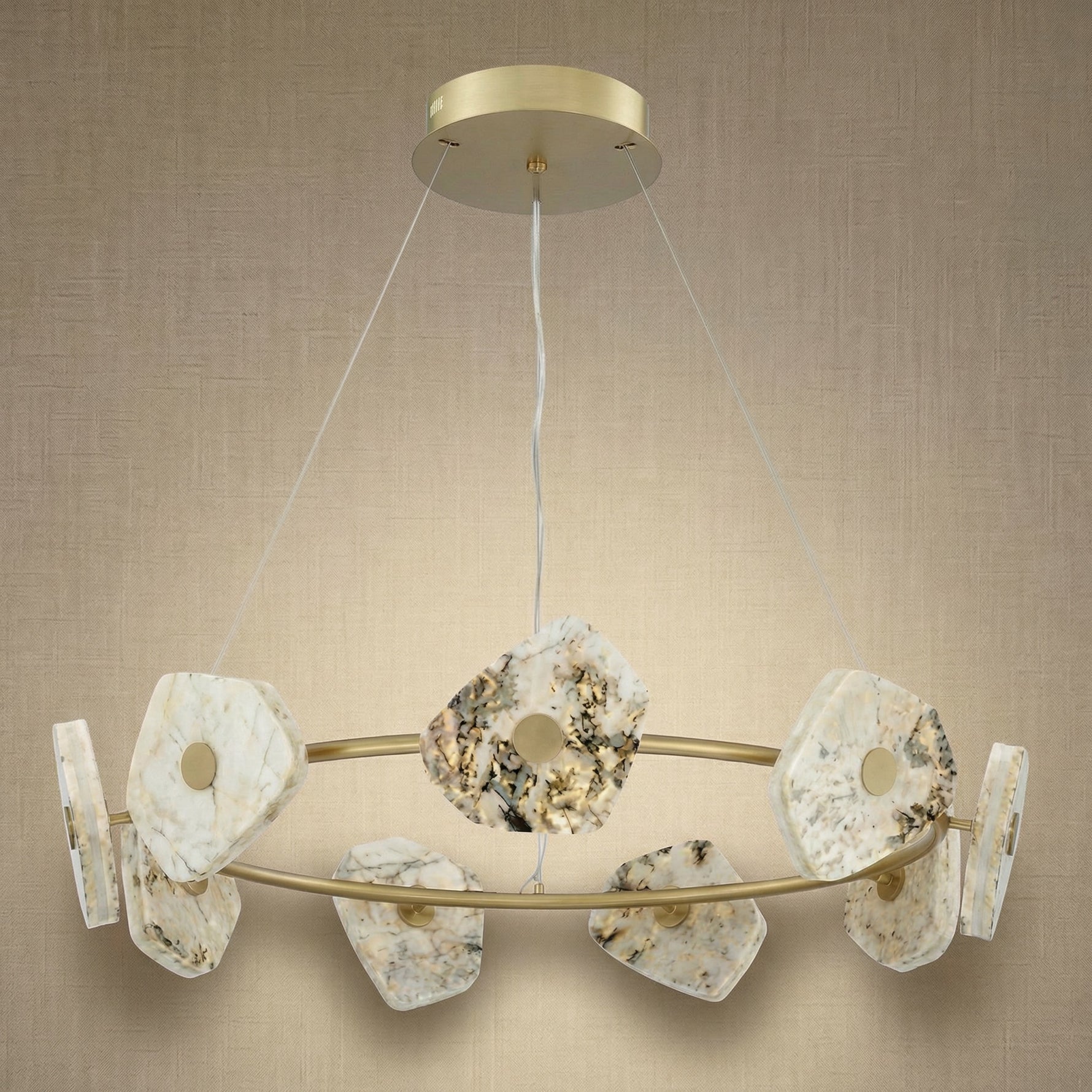 Yiosi High Luxury Natural Stone Pendant Light 39" - dark