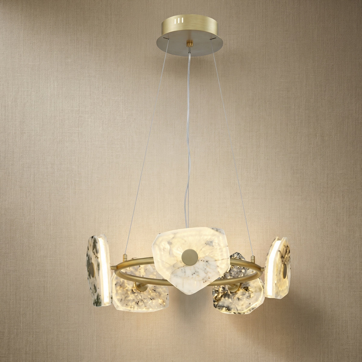 Yiosi High Luxury Natural Stone Pendant Light 39" - 24" (Dia 600mm)