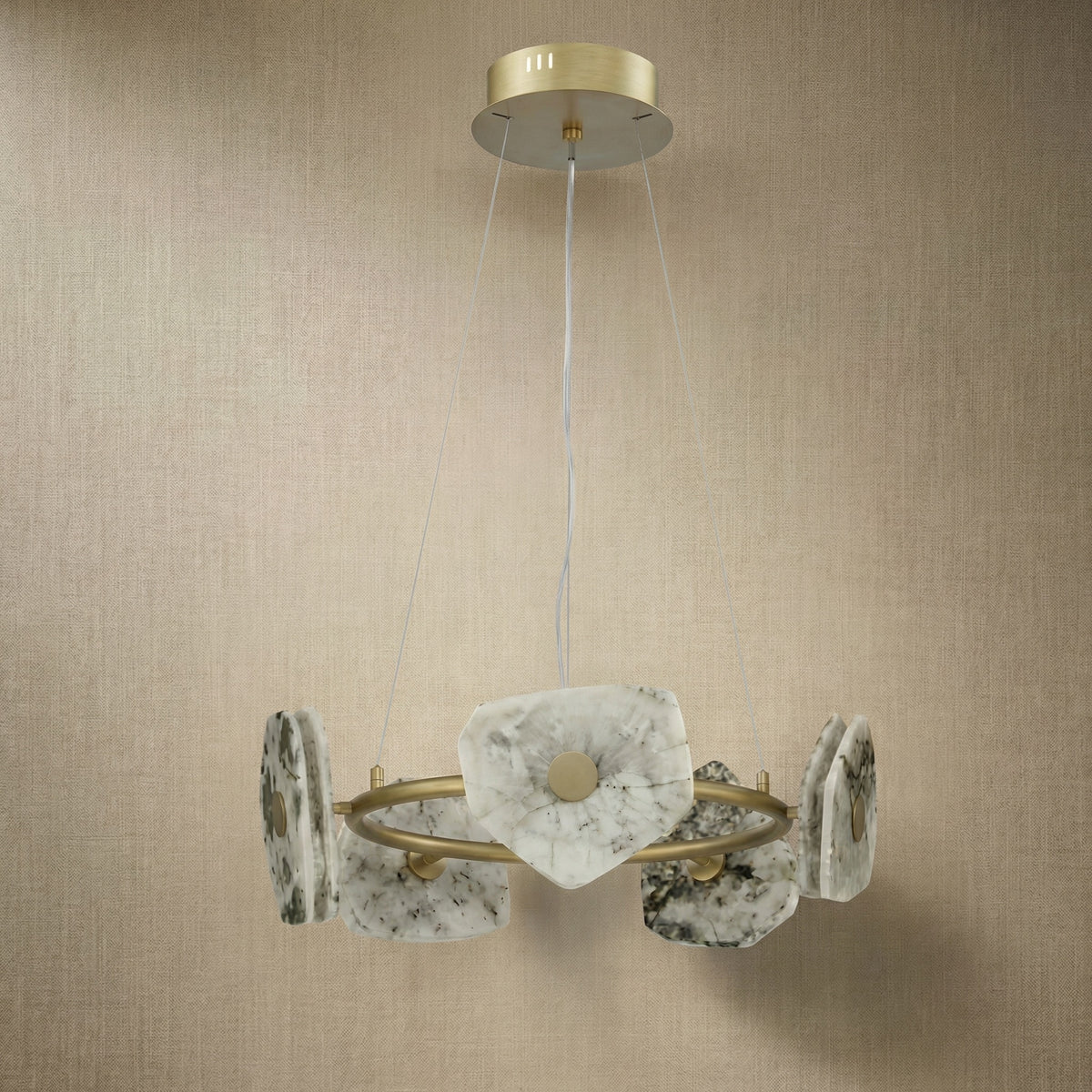 Yiosi High Luxury Natural Stone Pendant Light 39" - dark