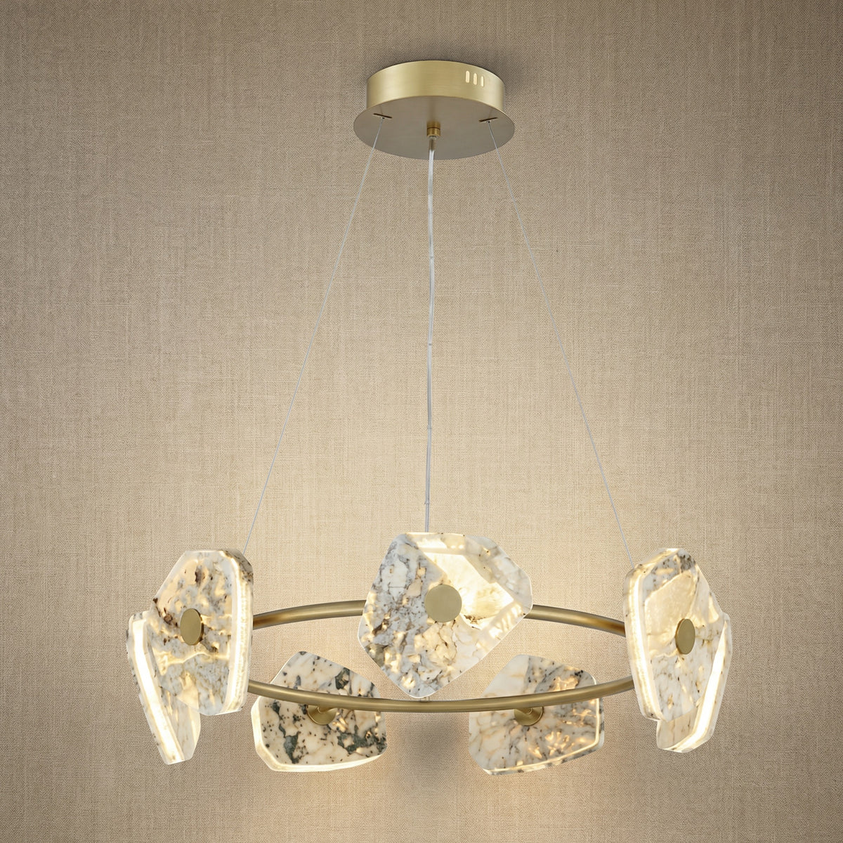 Yiosi High Luxury Natural Stone Pendant Light 39" - 31" (Dia 800mm)