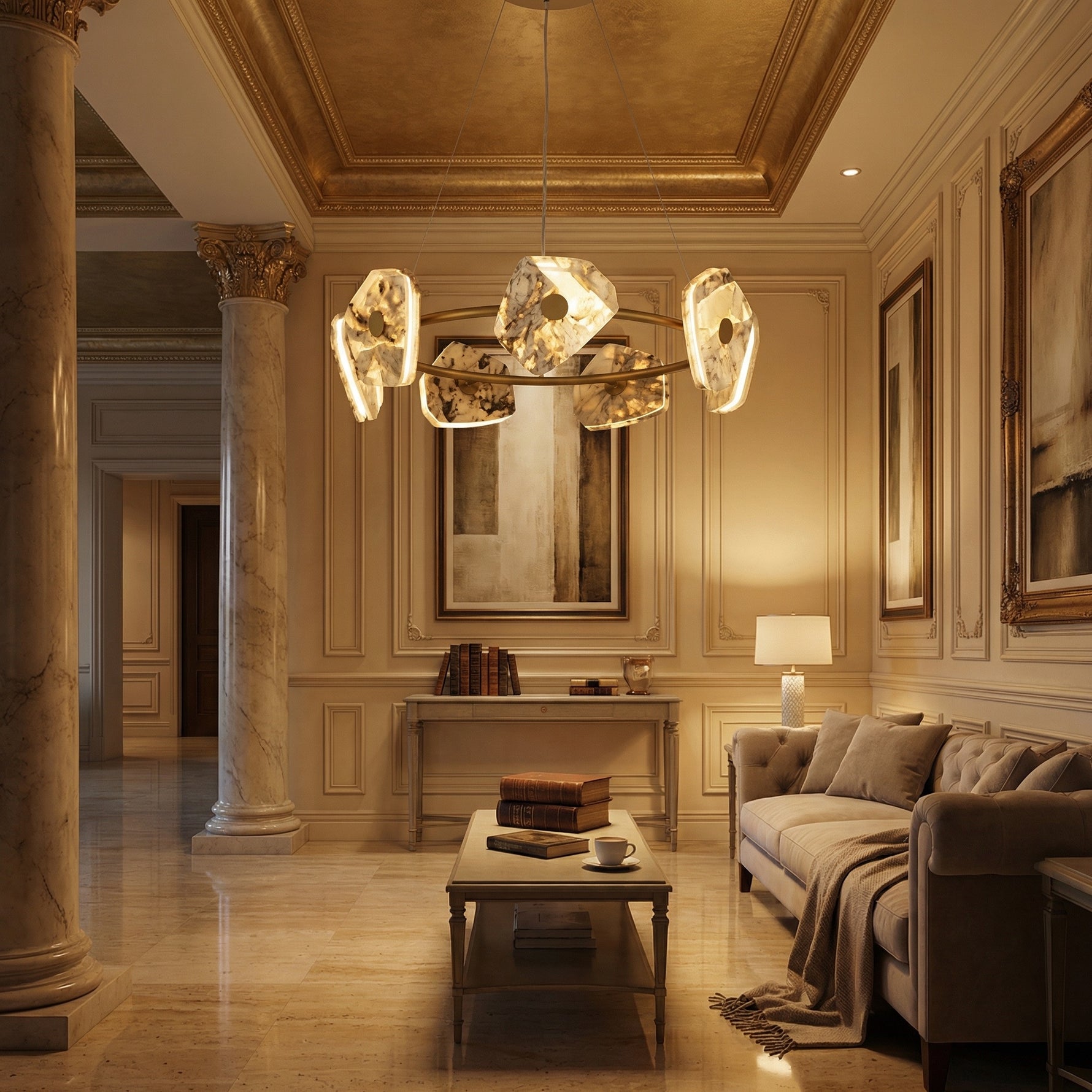 Yiosi High Luxury Natural Stone Pendant Light 39" - scene-3