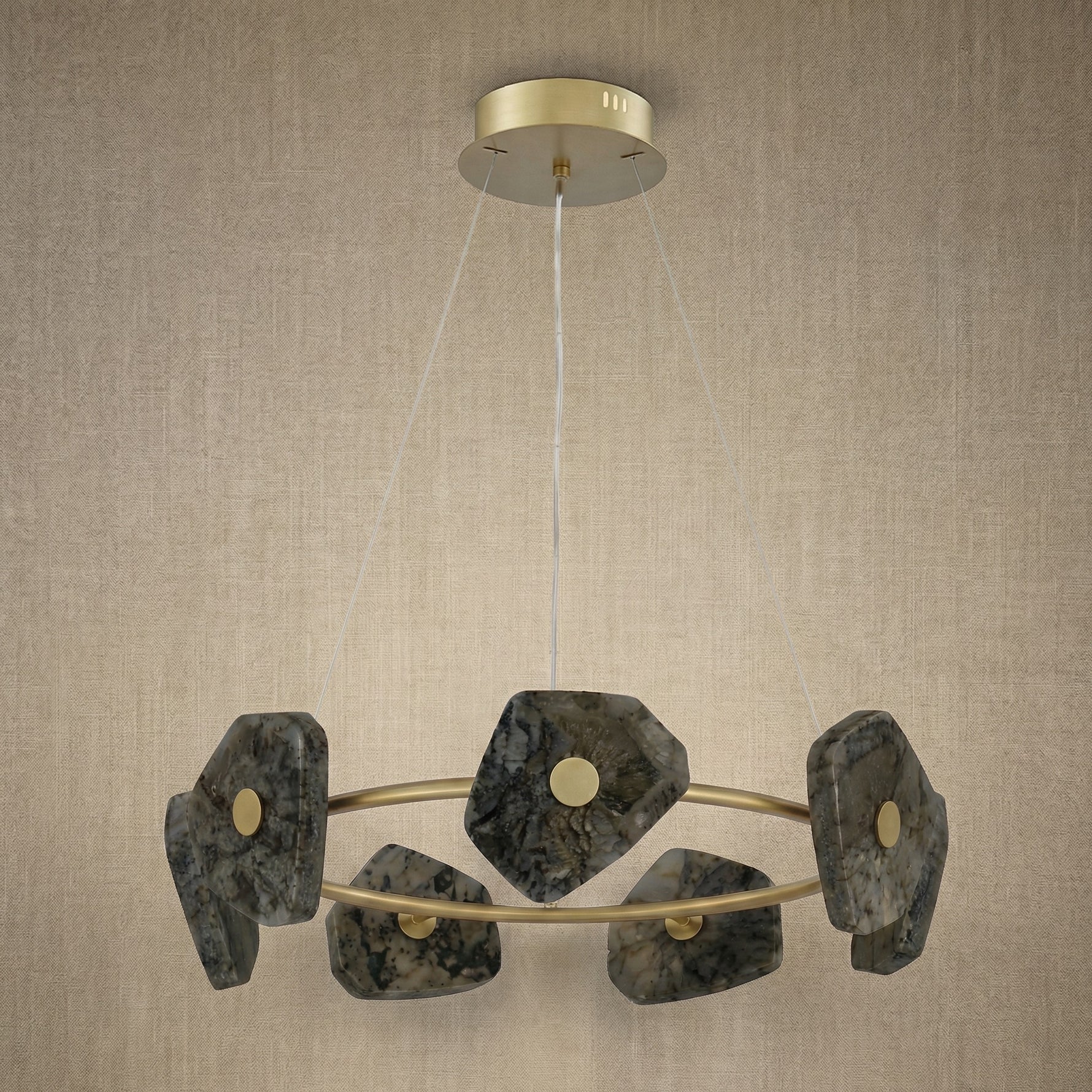Yiosi High Luxury Natural Stone Pendant Light 39" - dark
