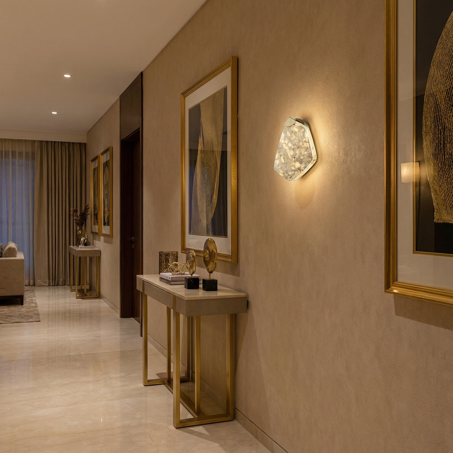 Yiosi High Luxury Natural Stone Wall Sconce 8" Style A - scene-1