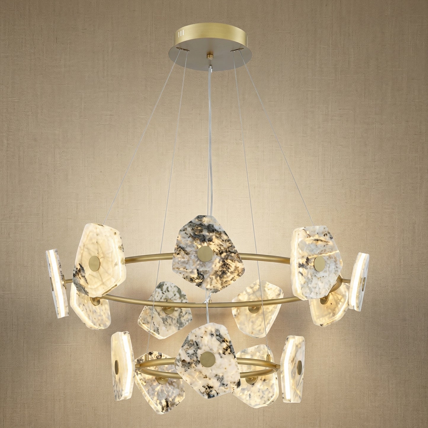 Yiosi High Luxury Nested Natural Stone Pendant Light - 39" (Dia 1000mm)