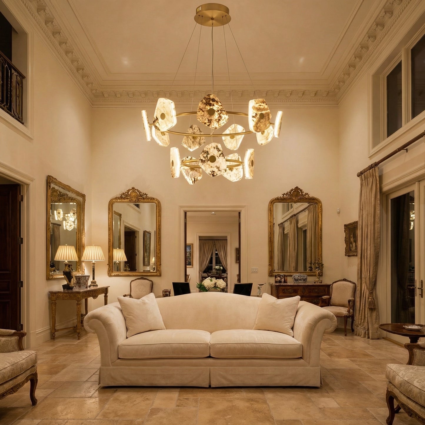 Yiosi High Luxury Nested Natural Stone Pendant Light - scene-1