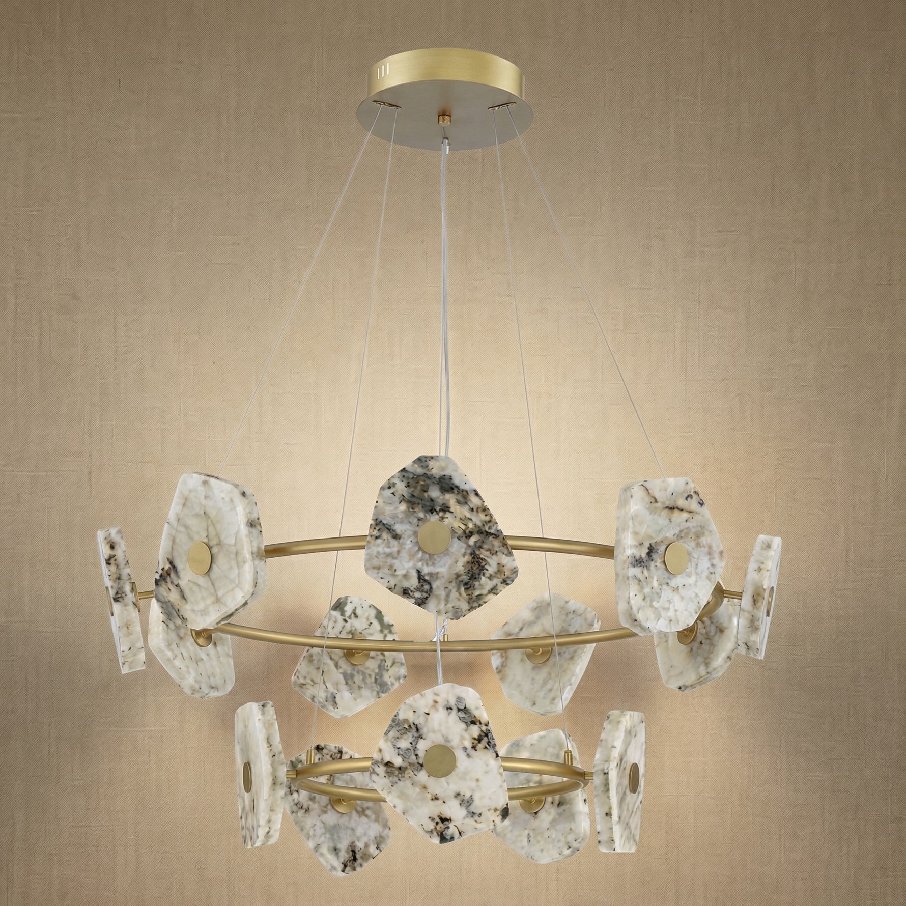 Yiosi High Luxury Nested Natural Stone Pendant Light - dark