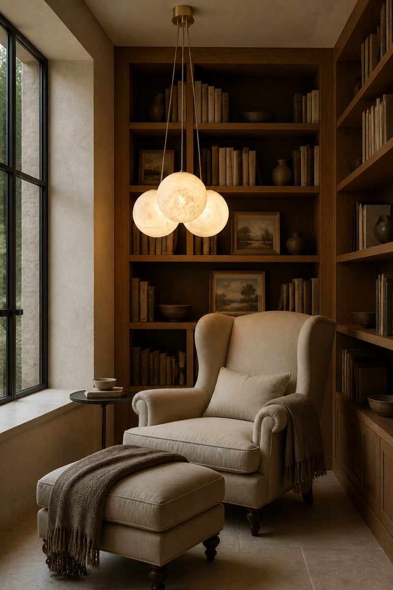 Above the reading chair