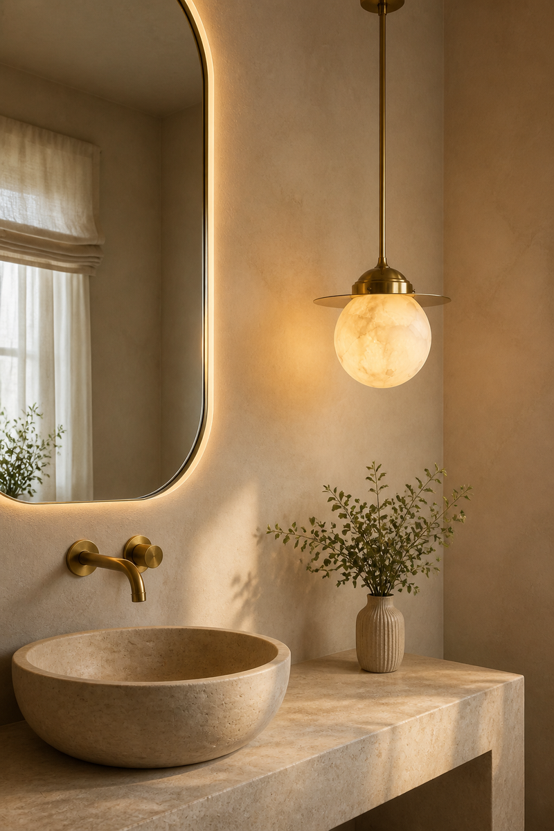 Beside the vanity glass