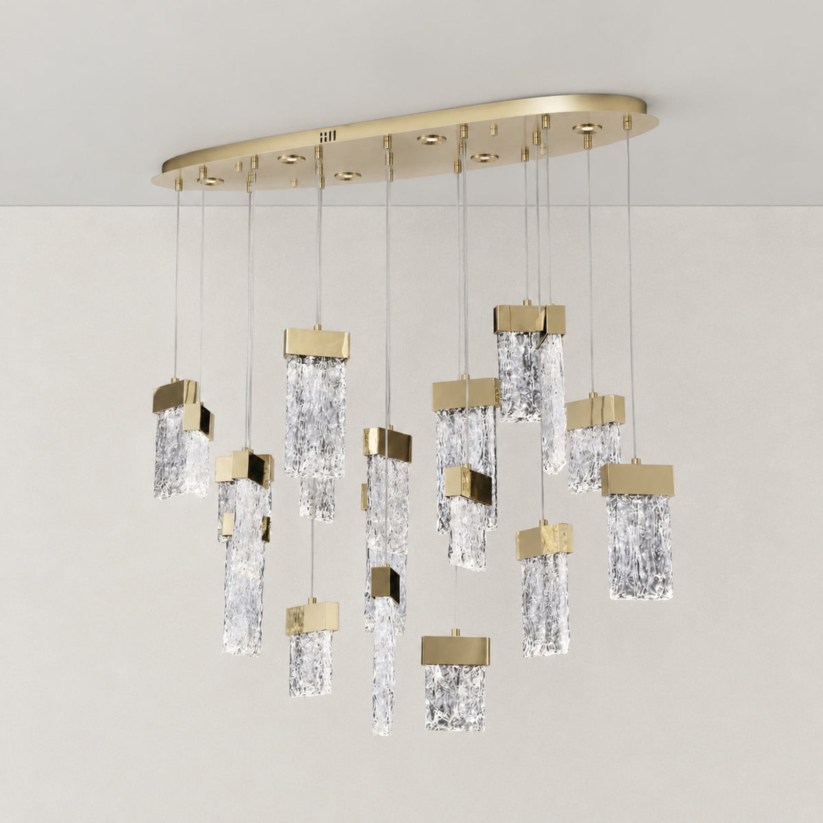 Knox Oval Fluted Glass Chandelier 39" L – lights off