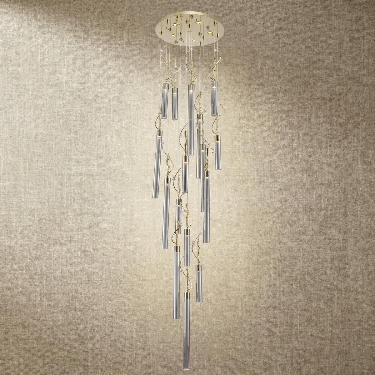 Yiosi Liuzhi Cascading Glass Pendant Light 24" - 24" (Dia 600mm)