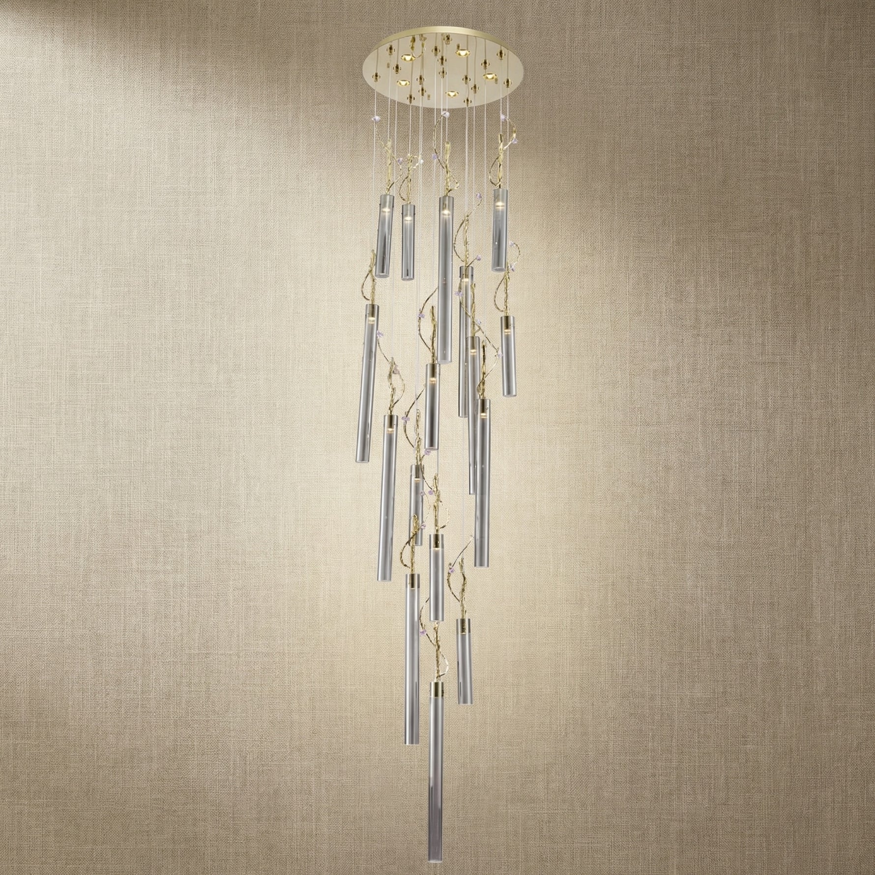 Yiosi Liuzhi Cascading Glass Pendant Light 24" - 24" (Dia 600mm)