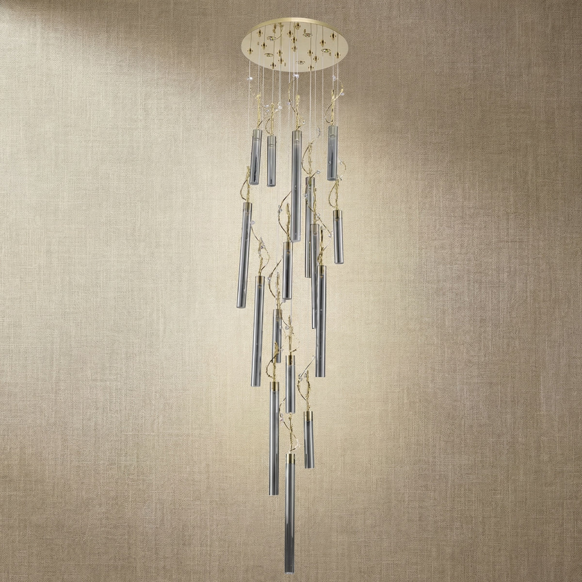 Yiosi Liuzhi Cascading Glass Pendant Light 24" - dark