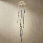 Yiosi Liuzhi Cascading Glass Pendant Light 24" - dark