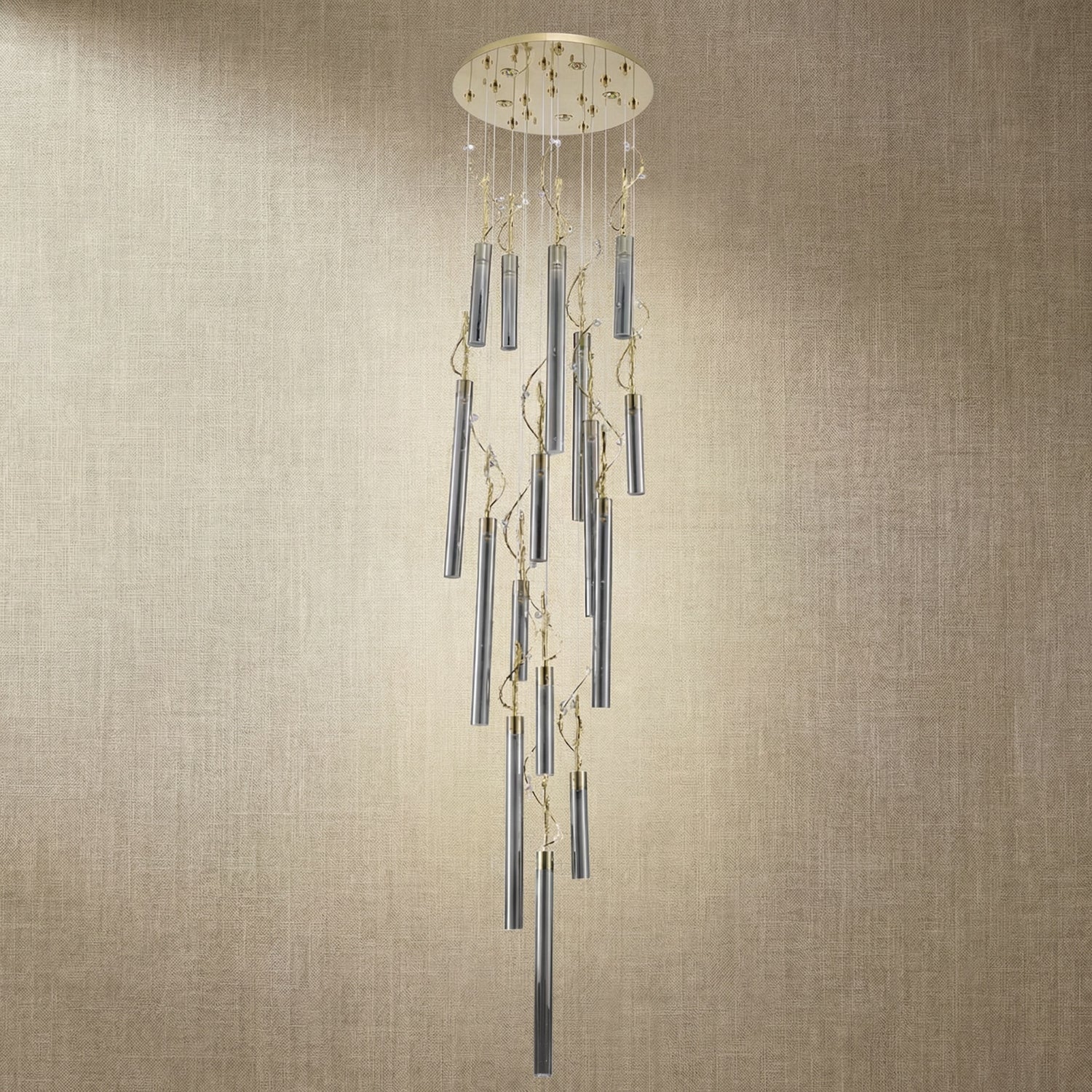 Yiosi Liuzhi Cascading Glass Pendant Light 24" - dark