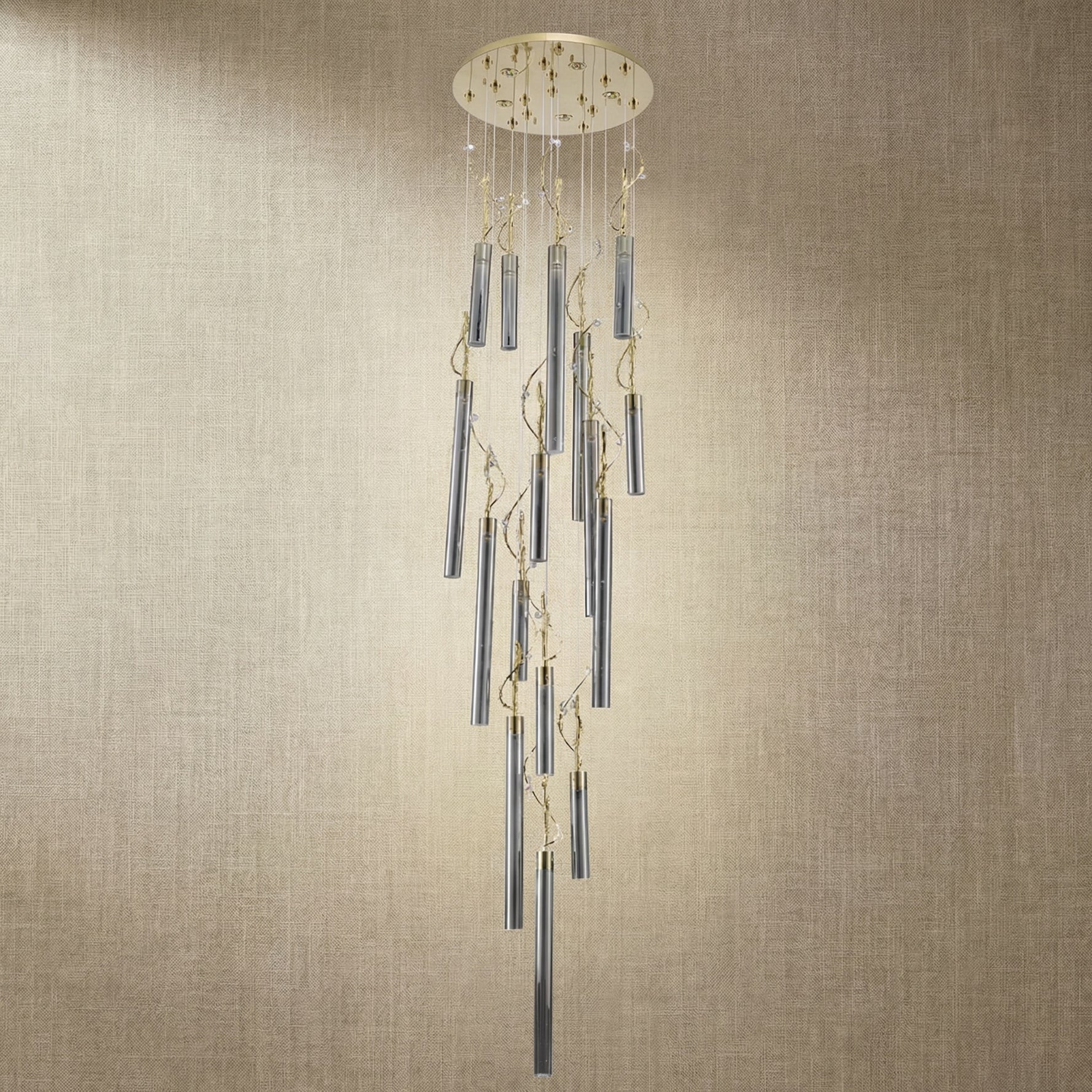 Yiosi Liuzhi Cascading Glass Pendant Light 24" - dark