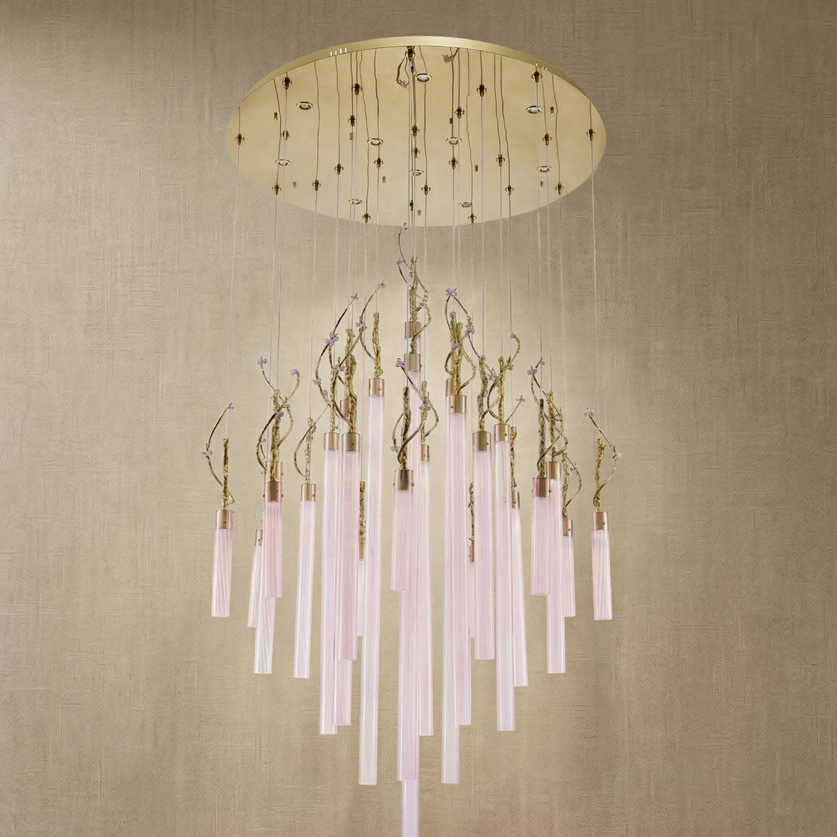 Yiosi Liuzhi Cascading Glass Pendant Light 47" - dark
