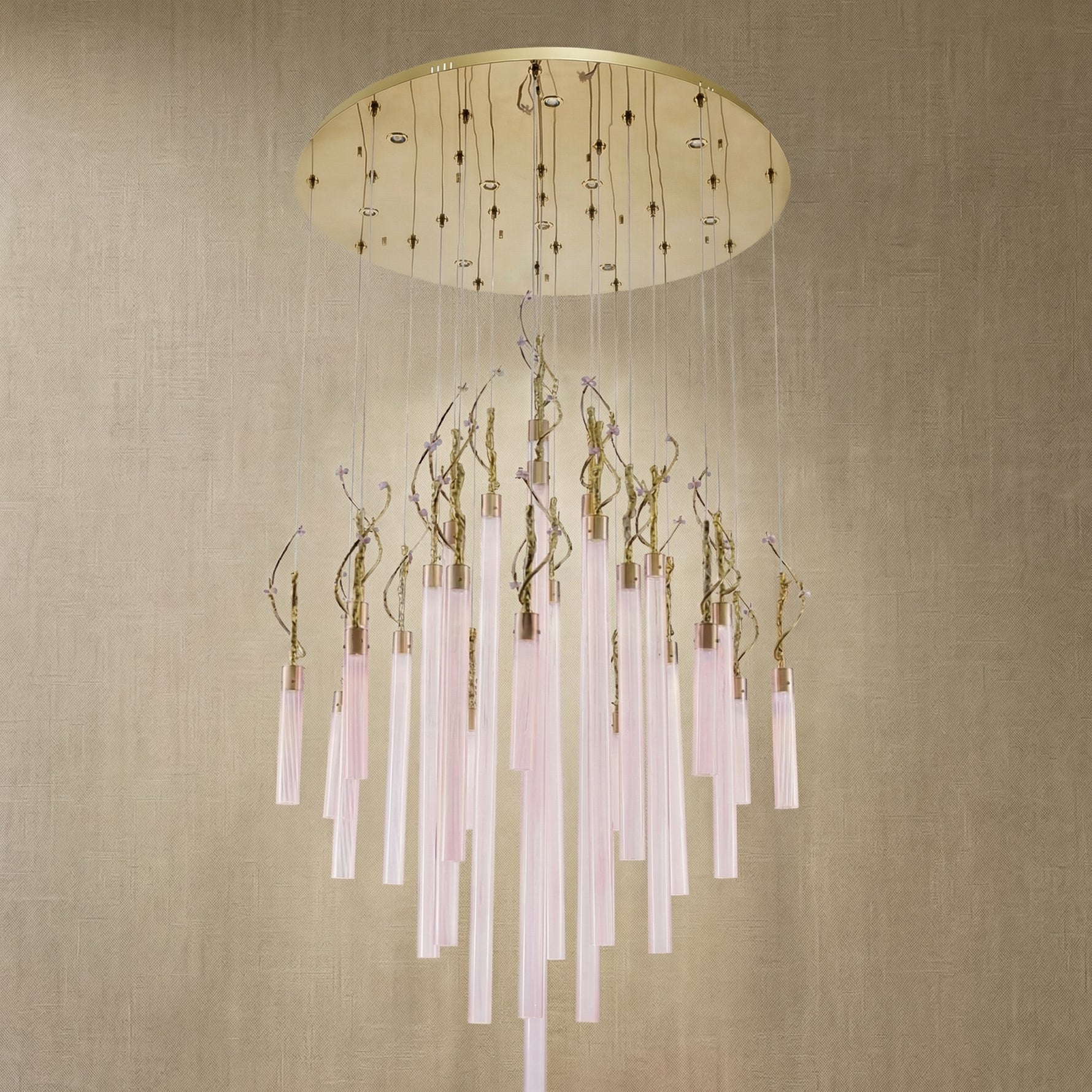 Yiosi Liuzhi Cascading Glass Pendant Light 47" - dark
