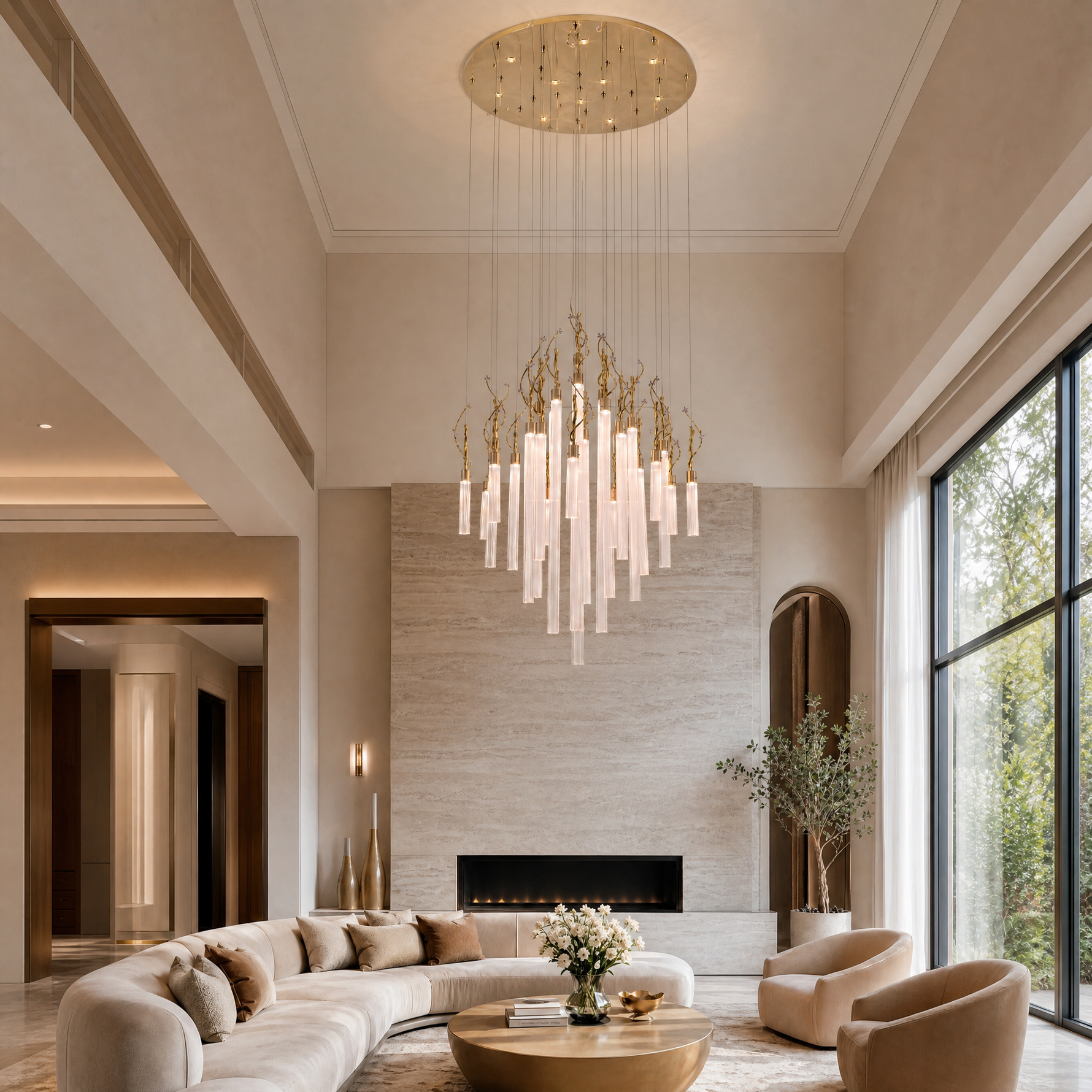 Yiosi Flowing Branch Cascading Glass Chandelier 47"