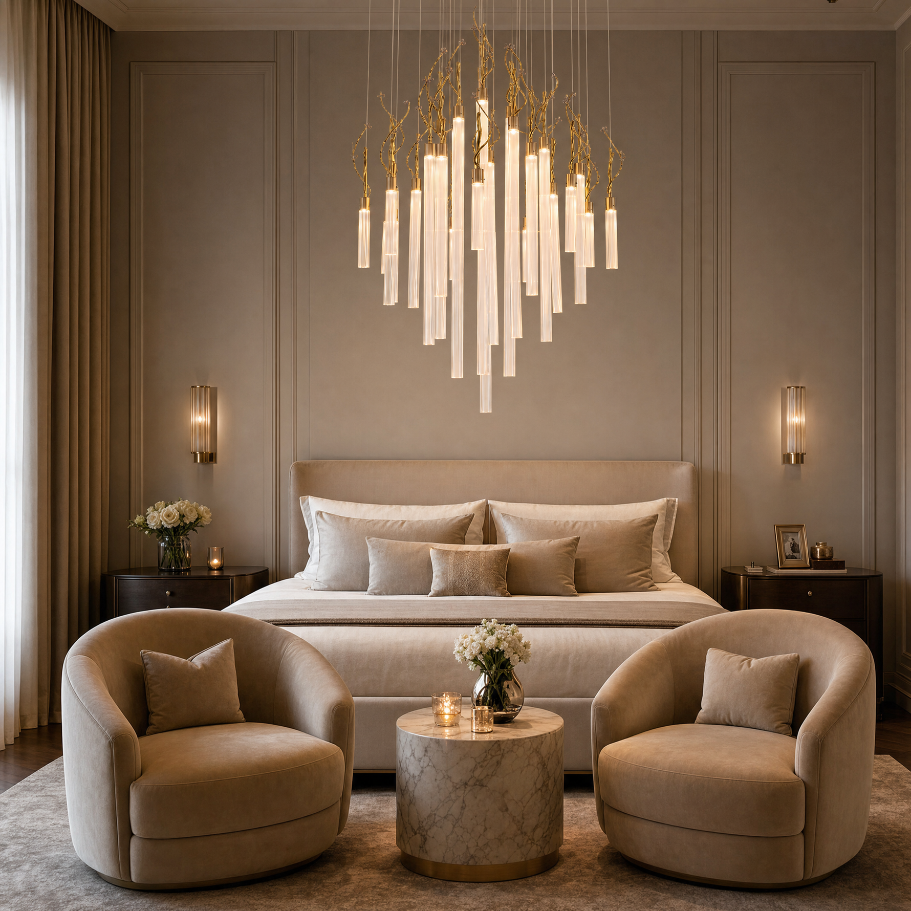 Yiosi Flowing Branch Cascading Glass Chandelier 47"