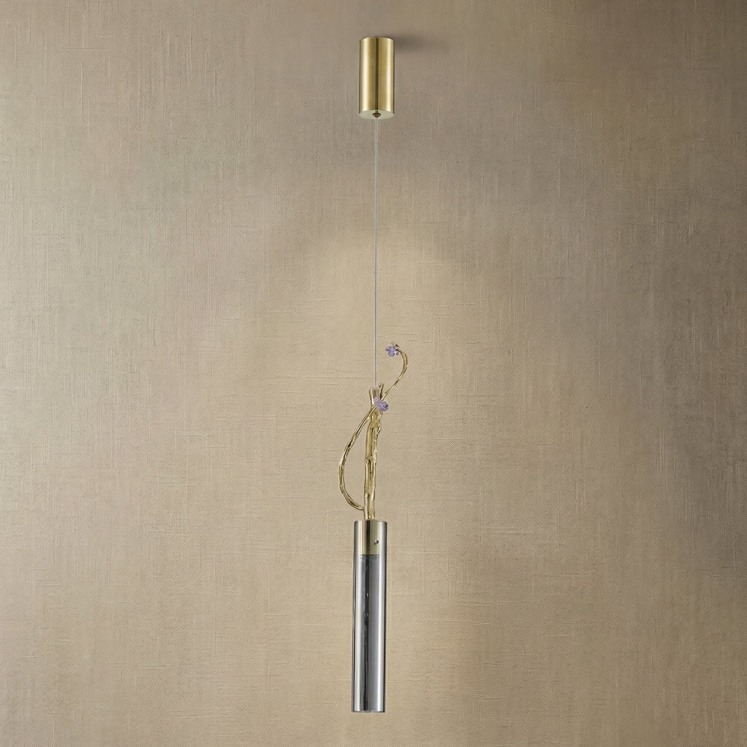 Yiosi Liuzhi Glass Pendant Light 24" - dark