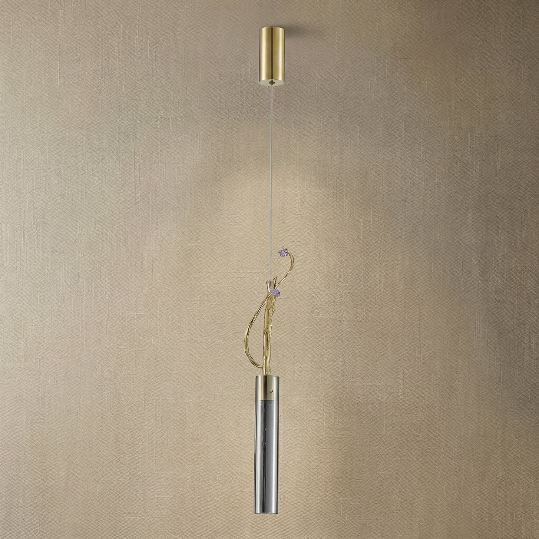 Yiosi Liuzhi Glass Pendant Light 24" - dark